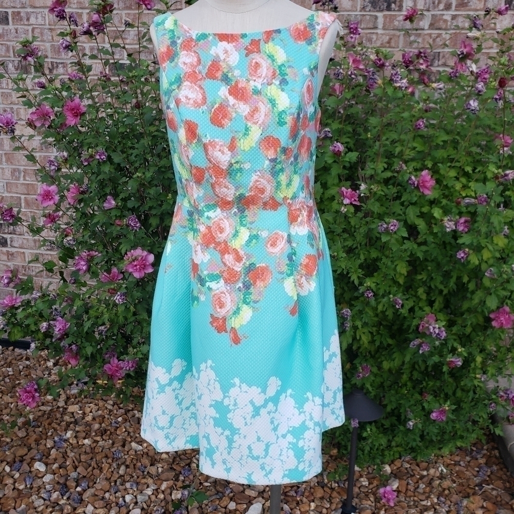 Donna Ricco Floral Sheath Sleeveless Dress Size 8